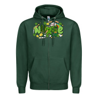 Sports Green st.patrick's day nurse Zipper Hoodie - MaliasSmallBusiness