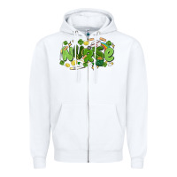 White st.patrick's day nurse Zipper Hoodie - MaliasSmallBusiness
