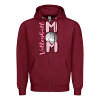Burgundy volleyball mom Zipper Hoodie - MaliasSmallBusiness