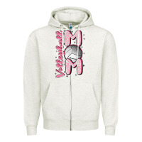 Oatmeal Heather volleyball mom Zipper Hoodie - MaliasSmallBusiness