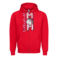 Red volleyball mom Zipper Hoodie - MaliasSmallBusiness