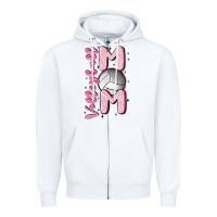 White volleyball mom Zipper Hoodie - MaliasSmallBusiness