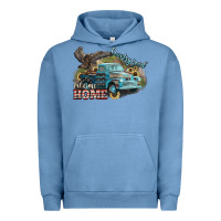 Pigment Pebble Blue Truck USA country road take me home 4th of july Urban Hoodie - HowdyJamesFarm