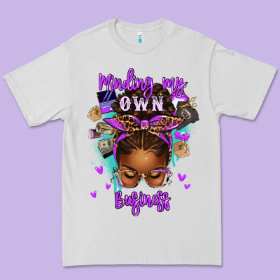 Minding My Own Business Afro Messy Bun Premium Tee Designed By Texasbilliewilder