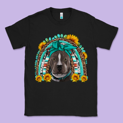 Western Pitbull Rainbow Classic Tee Designed By Artiststas