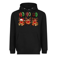 Black Ho ho ho Reindeer Heavyweight Hoodie - NancyCooperArtShop