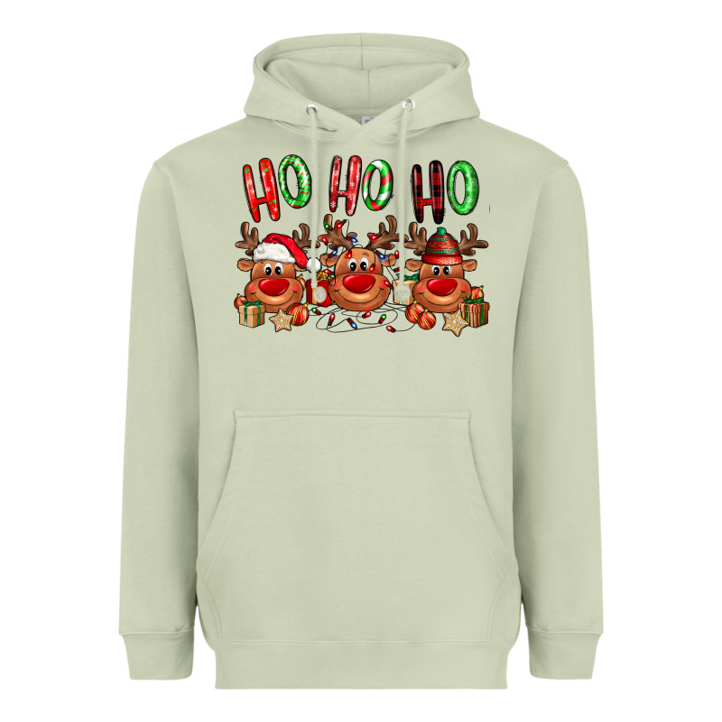 Ho Ho Ho Reindeer Heavyweight Hoodie by NancyCooperArtShop | Teevron