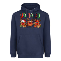 Navy Ho ho ho Reindeer Heavyweight Hoodie - NancyCooperArtShop