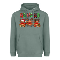 Sage Ho ho ho Reindeer Heavyweight Hoodie - NancyCooperArtShop