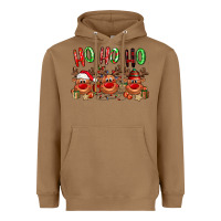 Toasted Coconut Ho ho ho Reindeer Heavyweight Hoodie - NancyCooperArtShop