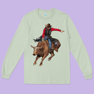 Western Cowboy Long Sleeve Tee Designed By Adodesignshop