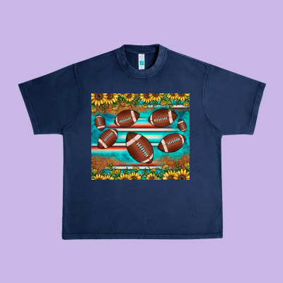 Football Turquoise Sunflower Urban Heavy Tee Designed By Jahusdesignshop