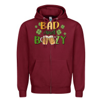 Burgundy bad and boozy Zipper Hoodie - MaliasSmallBusiness