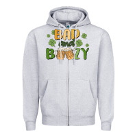 Heather Grey bad and boozy Zipper Hoodie - MaliasSmallBusiness