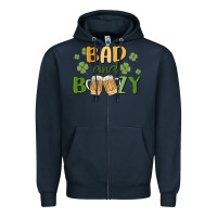 Navy bad and boozy Zipper Hoodie - MaliasSmallBusiness