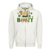 Oatmeal Heather bad and boozy Zipper Hoodie - MaliasSmallBusiness