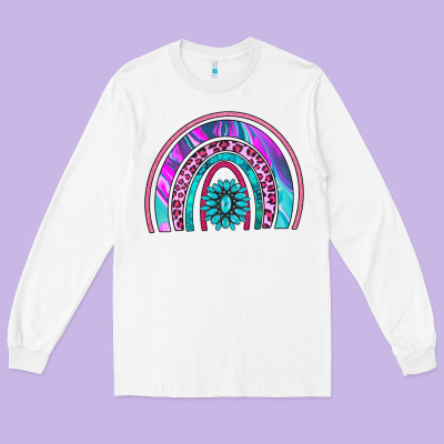 Rainbow And Gemstone Long Sleeve Tee Designed By Adodesignshop