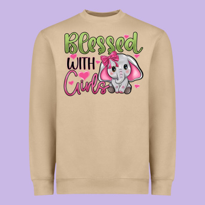 Blessed With Girls Heavyweight Sweatshirt Designed By Jahusdesignshop