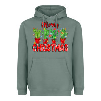 Sage Merry Christmas Cactuses Heavyweight Hoodie - MaliasSmallBusiness