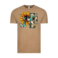 Vintage Coffee cross with sunflower Vintage Tee - JahusDesignShop