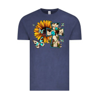 Vintage Denim cross with sunflower Vintage Tee - JahusDesignShop