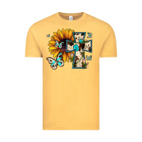 Vintage Mustard cross with sunflower Vintage Tee - JahusDesignShop
