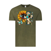 Vintage Olive cross with sunflower Vintage Tee - JahusDesignShop