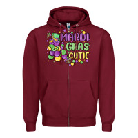Burgundy mardi gras cutie Zipper Hoodie - MaliasSmallBusiness