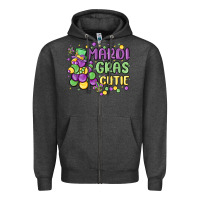 Charcoal Heather mardi gras cutie Zipper Hoodie - MaliasSmallBusiness