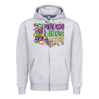 Heather Grey mardi gras cutie Zipper Hoodie - MaliasSmallBusiness