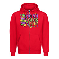 Red mardi gras cutie Zipper Hoodie - MaliasSmallBusiness