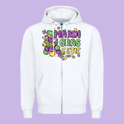 Mardi Gras Cutie Zipper Hoodie Designed By Maliassmallbusiness