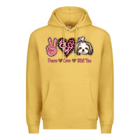 Antique Gold Peace Love Shih Tzu Premium Hoodie - Bettercallsaul