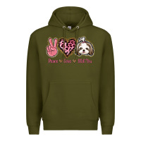 Army Green Peace Love Shih Tzu Premium Hoodie - Bettercallsaul