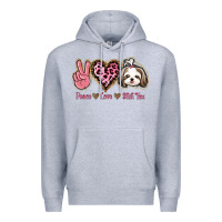 Heather Grey Peace Love Shih Tzu Premium Hoodie - Bettercallsaul