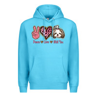 Ocean Blue Peace Love Shih Tzu Premium Hoodie - Bettercallsaul
