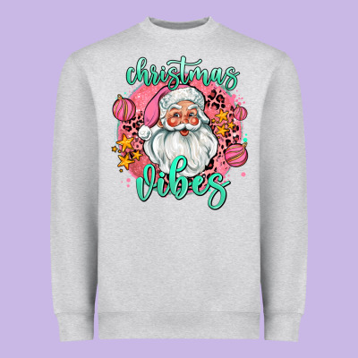 Christmas Vibes Santa Heavyweight Sweatshirt Designed By Adodesignshop