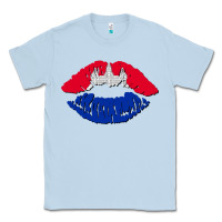Dusty Blue cambodian flag lips Classic Tee - AdoDesignShop