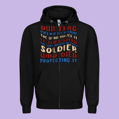 Our Flag Zipper Hoodie Designed By Maliassmallbusiness