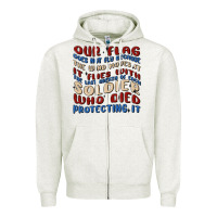 Oatmeal Heather our flag Zipper Hoodie - MaliasSmallBusiness
