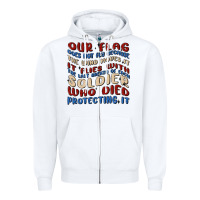 White our flag Zipper Hoodie - MaliasSmallBusiness