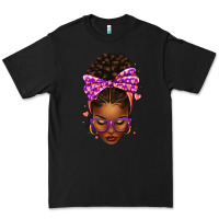 Black sorority colors purple carol afro messy bun woman Premium Tee - texasbilliewilder