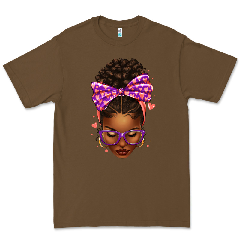 Sorority Colors Purple Carol Afro Messy Bun Woman Premium Tee by texasbilliewilder | Teevron