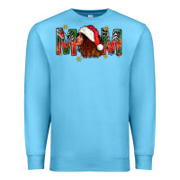 Ocean Blue Western Mom With Woman In Santa Hat Premium Sweatshirt - BundleAndBundleShop