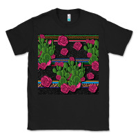 Black mexican rose and cactus seamless pattern Classic Tee - BundleAndBundleShop