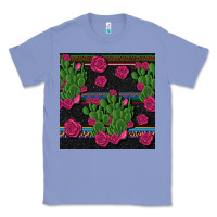 Colony Blue mexican rose and cactus seamless pattern Classic Tee - BundleAndBundleShop