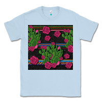 Dusty Blue mexican rose and cactus seamless pattern Classic Tee - BundleAndBundleShop