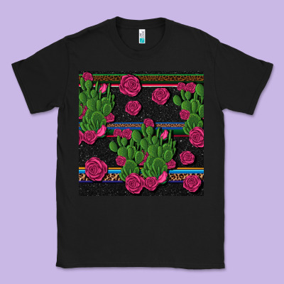Mexican Rose And Cactus Seamless Pattern Classic Tee Designed By Bundleandbundleshop