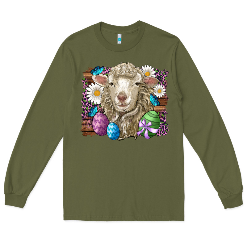 Easter Sheep Eggs Butterfly Daisys Leopard Glitter Wooden Long Sleeve Tee by Artiststas | Teevron