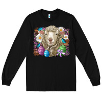 Black easter sheep eggs butterfly daisys leopard glitter wooden Long Sleeve Tee - Artiststas